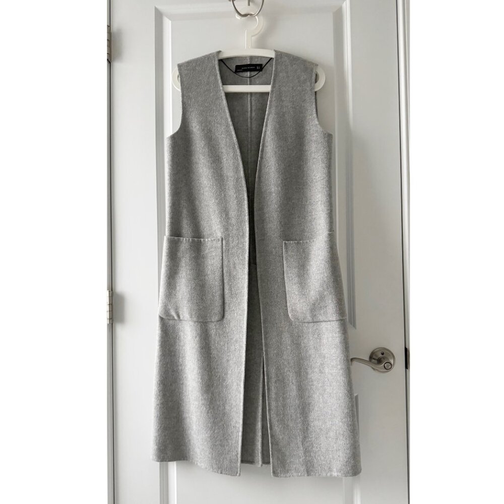 ZARA Wool Blend Longline Sleeveless Open Vest – Gray – Size S